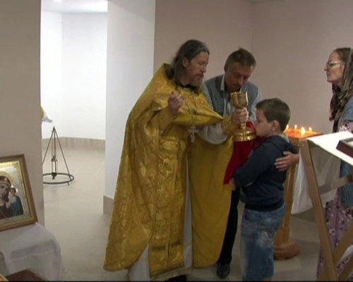 Первая Божественная литургия в Вознесенском храме села Рыбки
