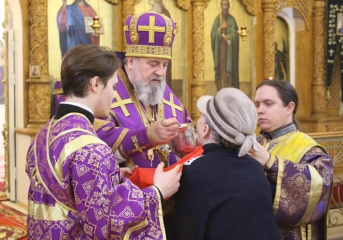 Епископ Вяземский и Гагаринский Сергий возглавил Божественную литургию в день памяти Вмч. Фео́дора Ти́рона и блж. Матро́ны Московской