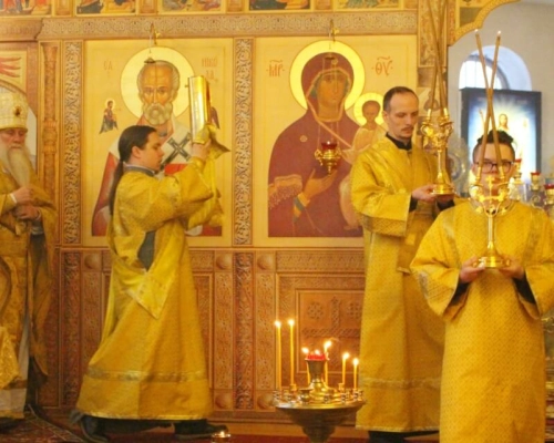 Божественная литургия в Благовещенском храме г. Сычёвка