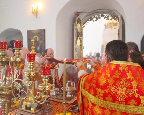 освящение престола Вознесенского храма города Гагарин, в честь Священномученика Харалампия