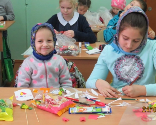 В детской приходской группе выходного дня, Архиерейского подворья Благовещенского собора г. Гагарин 