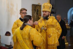 Епископ Алексий совершил Всенощное бдение в Свято-Троицком кафедральном соборе г. Вязьмы.